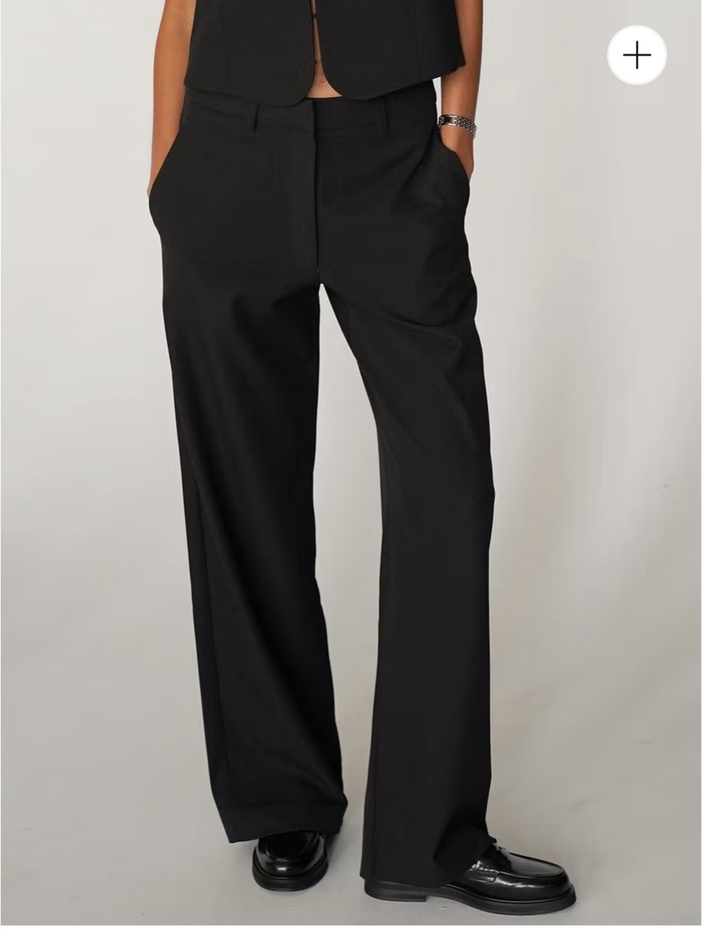 Djerf Avenue Black Wide-Leg Trousers with Clean Front